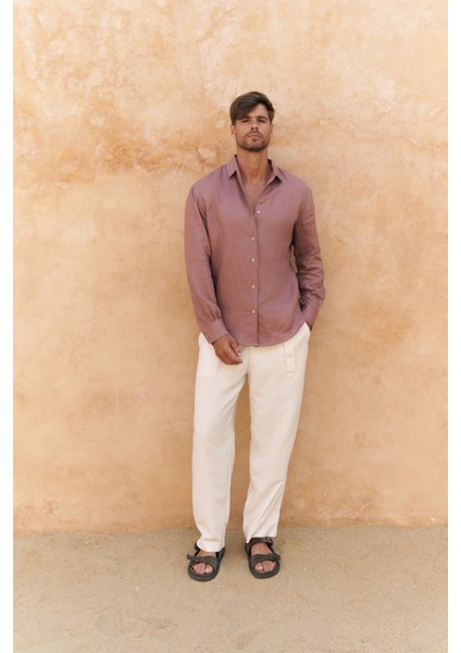 Ottavia Açık Bordo Keten Oversize Erkek Gömlek fiyatları