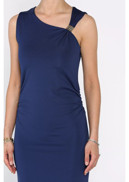 Kadın Bel Büzgülü Omuz Aksesuar Detaylı Likralı Elbise P-00017497 fırsatları