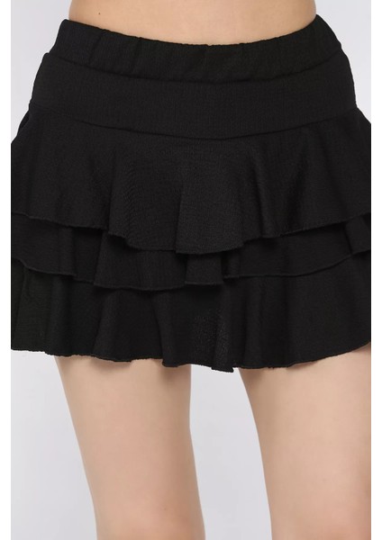Kadın Bel Lastikli Fırfırlı Mini Şort Etek P-00016942 fırsatları