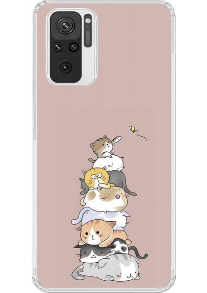 Xiaomi Redmi Note 10 Uyumlu Şeffaf Kılıf Kedişler 1 Tasarımlı