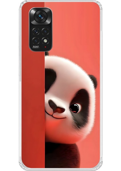 Xiaomi Redmi Note 11 Uyumlu Şeffaf Kılıf 4 Peluş Panda Tasarımlı