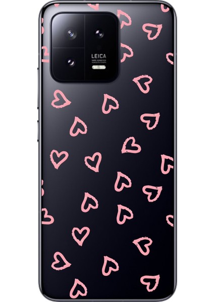 Xiaomi Mi 13 Uyumlu Şeffaf Kılıf Şeffaf Kalp 3 Tasarımlı