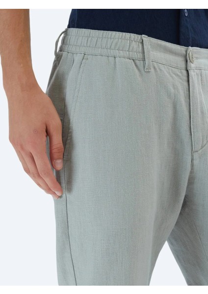 Nil Yeşili Dokuma Casual Pamuk Karışımlı Pantolon fırsatları
