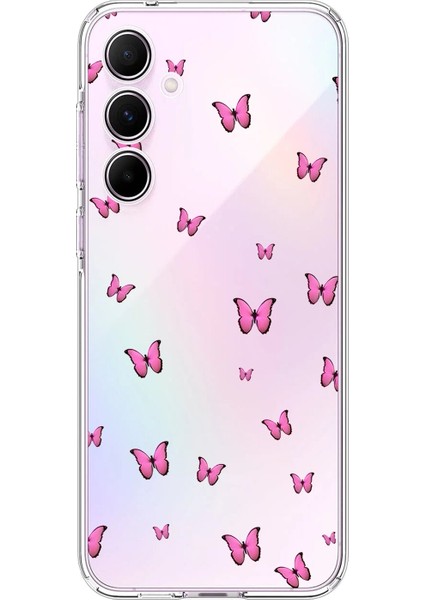 Samsung Galaxy A55 Uyumlu Şeffaf Kılıf Kelebek 2 Tasarımlı