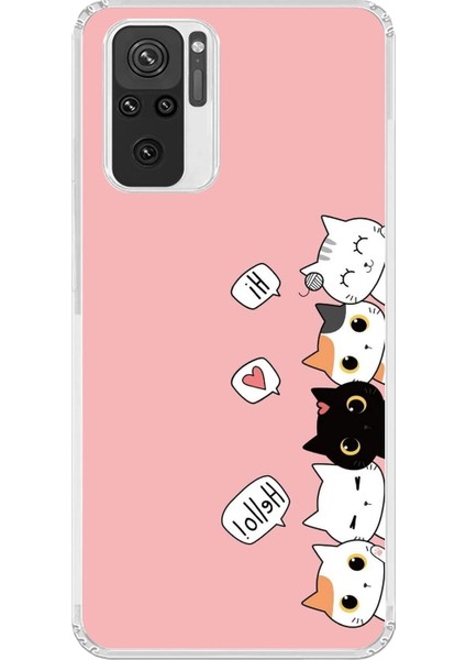 Xiaomi Redmi Note 10 Uyumlu Şeffaf Kılıf Kedişler 2 Tasarımlı
