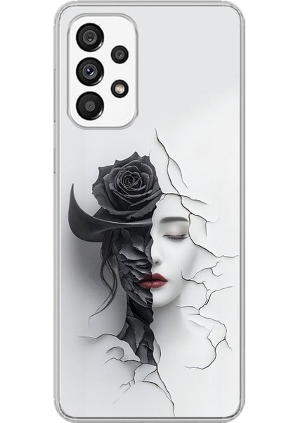 Samsung Galaxy A73 Uyumlu Şeffaf Kılıf Estetik Yüz 4 Tasarımlı