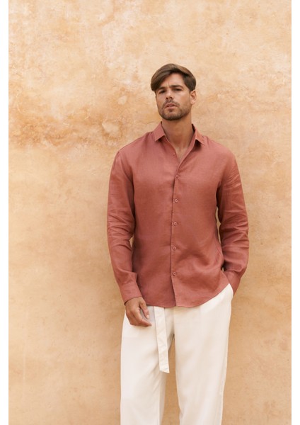 Ottavia Tarçın Keten Oversize Erkek Gömlek fiyatları