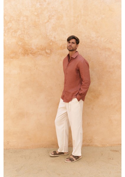 Ottavia Tarçın Keten Oversize Erkek Gömlek modelleri