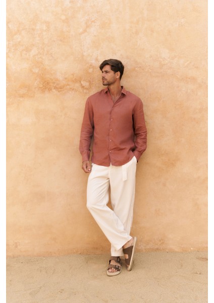 Ottavia Tarçın Keten Oversize Erkek Gömlek fırsatları