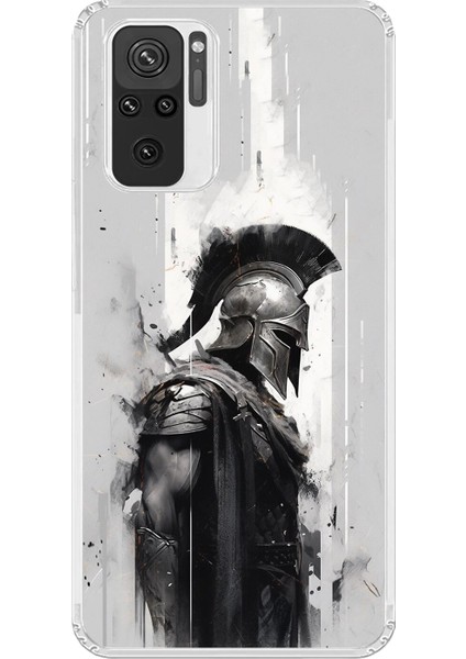 Xiaomi Redmi Note 10 Uyumlu Şeffaf Kılıf Spartan 2 Tasarımlı