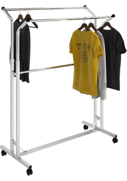 Çift Taraflı Ayarlanabilir Yüksek Kalite Kromaj Kaplı Orta Stand Konfeksiyon Standı Askılık modelleri