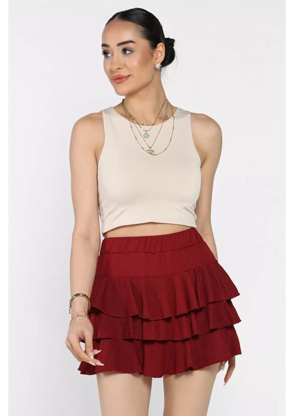 Kadın Bel Lastikli Fırfırlı Mini Şort Etek P-00016942 fiyatları