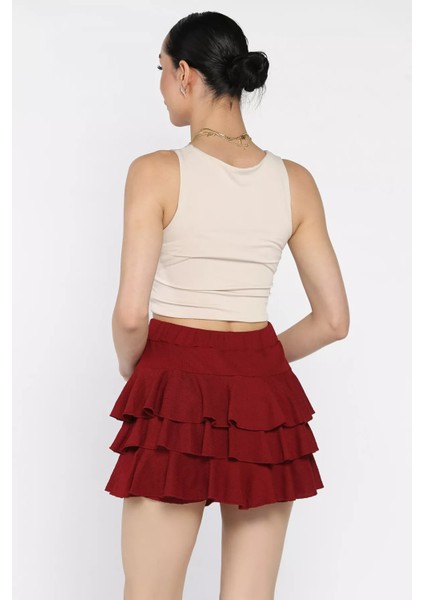 Kadın Bel Lastikli Fırfırlı Mini Şort Etek P-00016942 modelleri