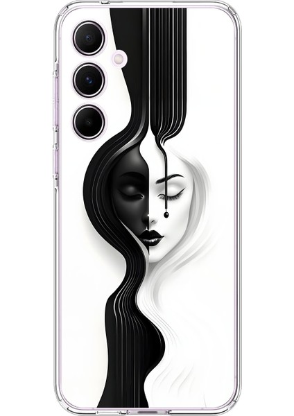 Samsung Galaxy A55 Uyumlu Şeffaf Kılıf Estetik Yüz 3 Tasarımlı