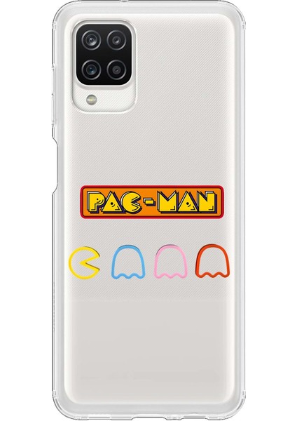 Samsung Galaxy A12 Uyumlu Şeffaf Kılıf 1 Pac-Man Tasarımlı
