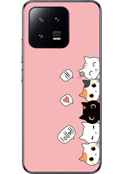 Xiaomi Mi 13 Pro Uyumlu Şeffaf Kılıf Kedişler 2 Tasarımlı