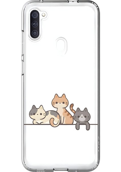 Samsung Galaxy A11 Uyumlu Şeffaf Kılıf Kedişler 4 Tasarımlı