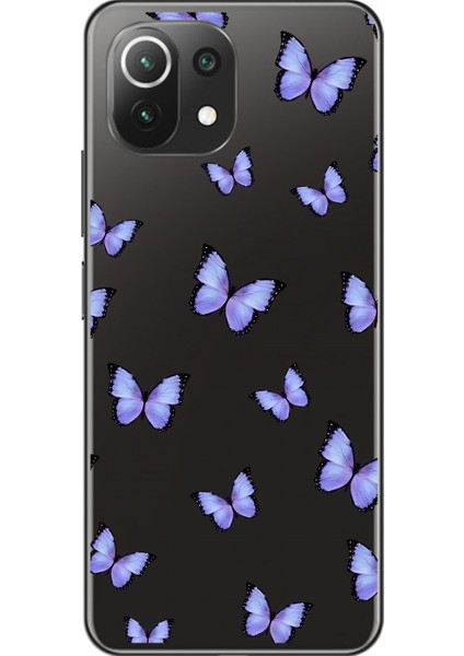 Xiaomi Mi 11 Lite Uyumlu Şeffaf Kılıf Kelebek 3 Tasarımlı
