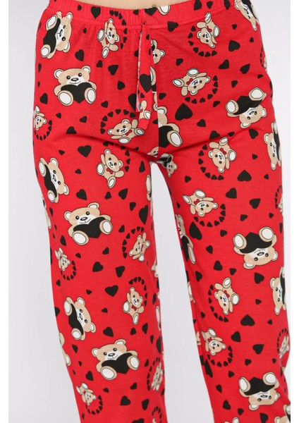 Kadın Ayıcık ve Kalp Baskılı Bel Lastikli Pijama Altı P-00017166 fırsatları