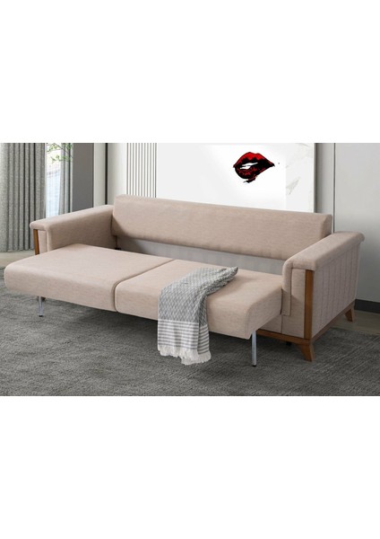 Esra Ahşap Ayaklı Mekanizmalı Pudra Pembesi Kanepe fırsatları