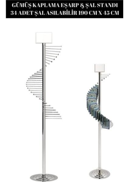 Yüksek Kalite Krom Kaplama Eşarp Standı Şal Standı Aksesuar Standı ( 34 Şal Asılabilir )