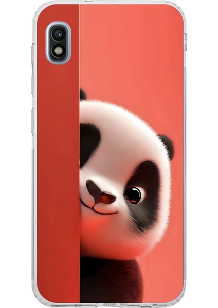 Samsung Galaxy A10 Uyumlu Şeffaf Kılıf 4 Peluş Panda Tasarımlı