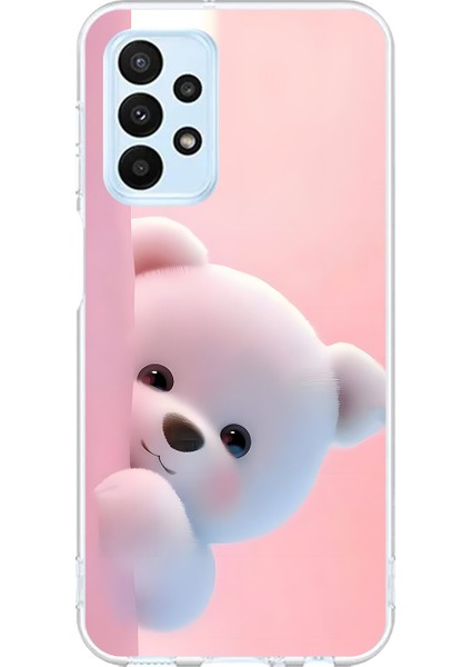 Samsung Galaxy A23 Uyumlu Şeffaf Kılıf 1 Peluş Ayıcık Tasarımlı