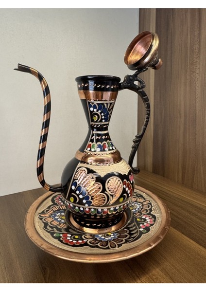 El Işlemeli Osmanlı Bakır Ibrik, Şık ve Zarif Süsleme Parçası, Siyah, 20X15 cm fiyatları