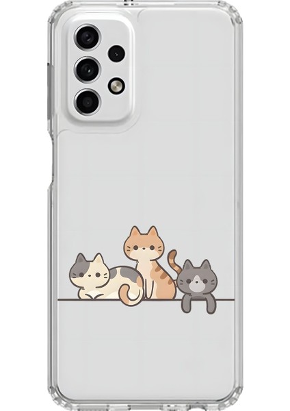 Samsung Galaxy A33 Uyumlu Şeffaf Kılıf Kedişler 4 Tasarımlı