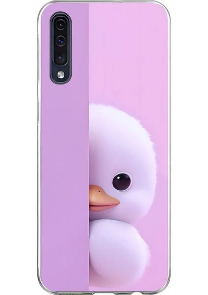 Samsung Galaxy A70 Uyumlu Şeffaf Kılıf 3 Peluş Ördek Tasarımlı