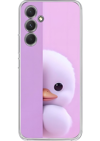 Samsung Galaxy A54 Uyumlu Şeffaf Kılıf 3 Peluş Ördek Tasarımlı