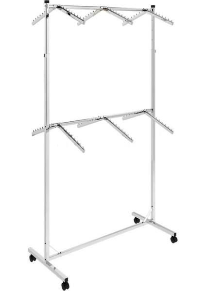 Çift Taraflı 12 Askılıklı Kromaj Kaplı Orta Stand Konfeksiyon Standı Askılık