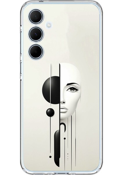 Samsung Galaxy A35 Uyumlu Şeffaf Kılıf Estetik Yüz 2 Tasarımlı