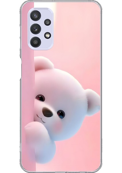 Samsung Galaxy A32 Uyumlu Şeffaf Kılıf 1 Peluş Ayıcık Tasarımlı