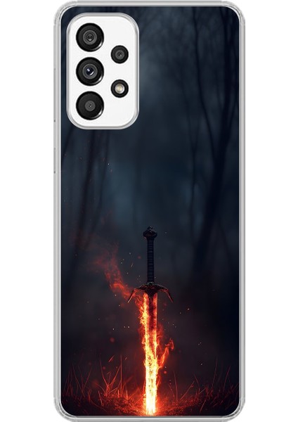 Samsung Galaxy A73 Uyumlu Şeffaf Kılıf Kılıç Tasarımlı