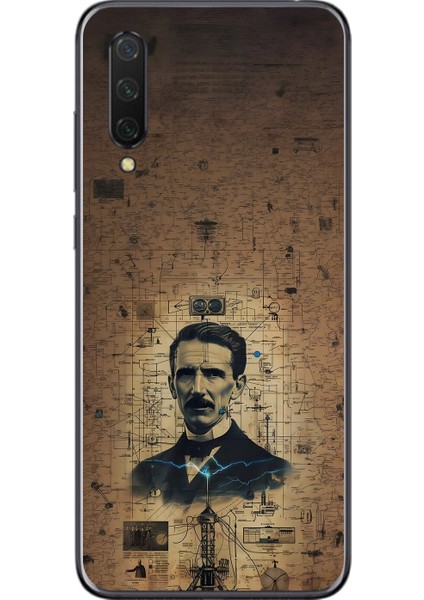Xiaomi Mi 9 Lite Uyumlu Şeffaf Kılıf Tesla Tasarımlı