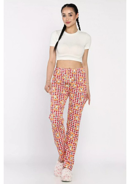 Kadın Bel Lastikli Ayıcık Baskılı Pijama Altı P-00017163 fiyatları