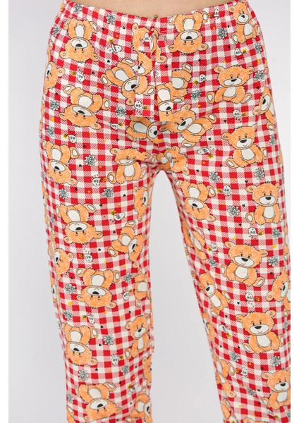 Kadın Bel Lastikli Ayıcık Baskılı Pijama Altı P-00017163 fırsatları