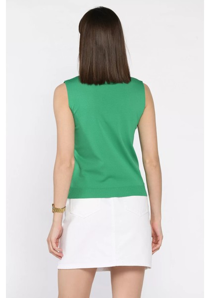 Kadın V Yaka Sıfır Kol Triko Bluz P-00017017 fırsatları