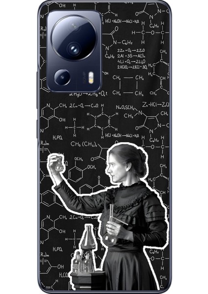 Xiaomi Mi 13 Lite Uyumlu Şeffaf Kılıf Marie Curie Tasarımlı