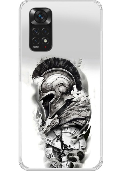 Xiaomi Redmi Note 11 Uyumlu Şeffaf Kılıf Spartan 3 Tasarımlı