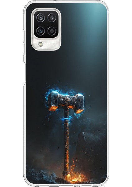 Samsung Galaxy A12 Uyumlu Şeffaf Kılıf Çekiç Tasarımlı