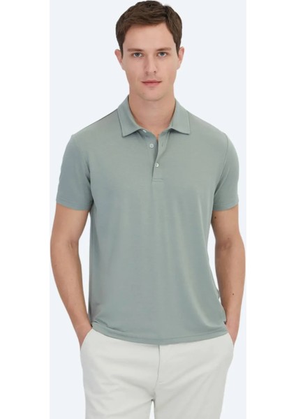 Haki Düz Çevre Dostu Polo Yaka T-Shirt