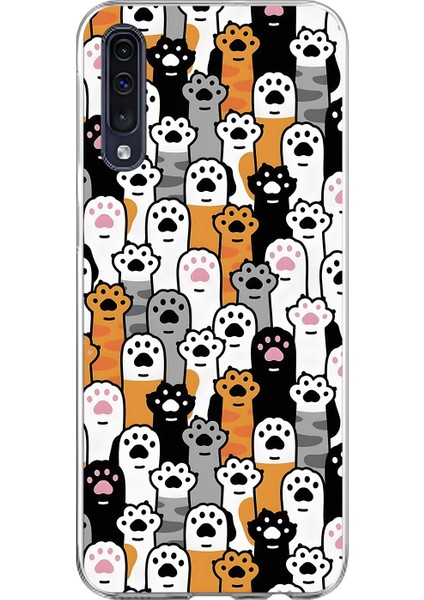 Samsung Galaxy A70 Uyumlu Şeffaf Kılıf Kedişler 3 Tasarımlı