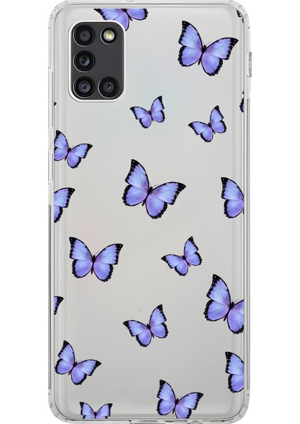 Samsung Galaxy A31 Uyumlu Şeffaf Kılıf Kelebek 3 Tasarımlı