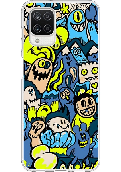 Samsung Galaxy A12 Uyumlu Şeffaf Kılıf Graffiti 11 Tasarımlı