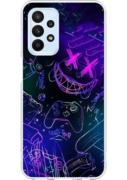 Samsung Galaxy A23 Uyumlu Şeffaf Kılıf Graffiti 4 Tasarımlı