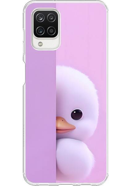 Samsung Galaxy A12 Uyumlu Şeffaf Kılıf 3 Peluş Ördek Tasarımlı