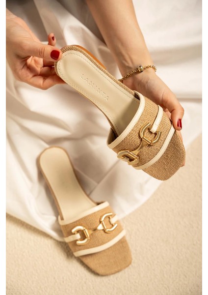 Scarlet Toka Detaylı Hasır Terlik