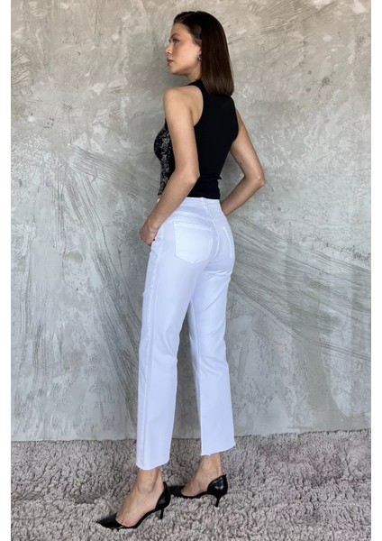 Kesik Paça Yüksek Bel Kadın Jean Kot Pantolon P-00015016 modelleri
